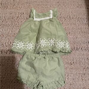 Janie and Jack Green Floral Diaper Cover Set